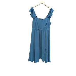 Ethereal Boho Flowy Fairy Dress Smocked Back Torrid Plus Size 2X Blue Gauzy